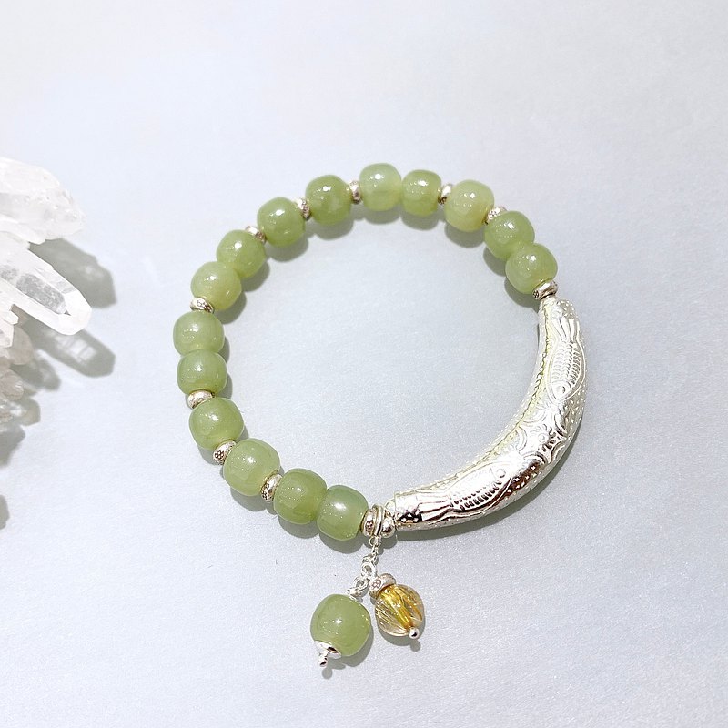 Ops Nephrite Hetian jade silver bracelet -青海料/和田玉/純銀  最新