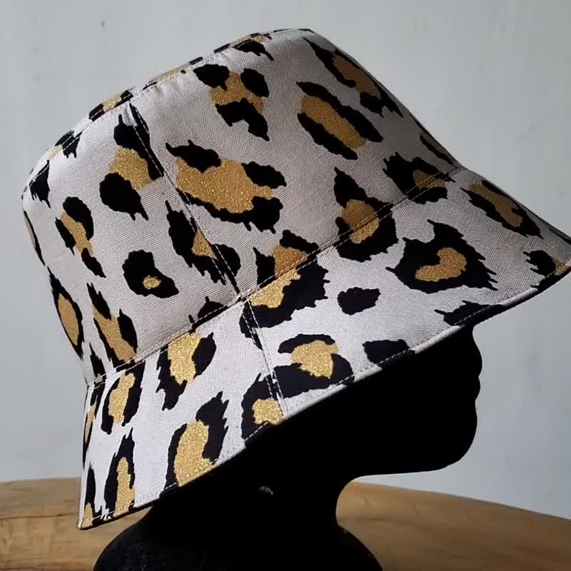 Double-sided Bucket Hat 雙面漁夫帽 法式女孩風 鑲金粉豹紋-M號  最新