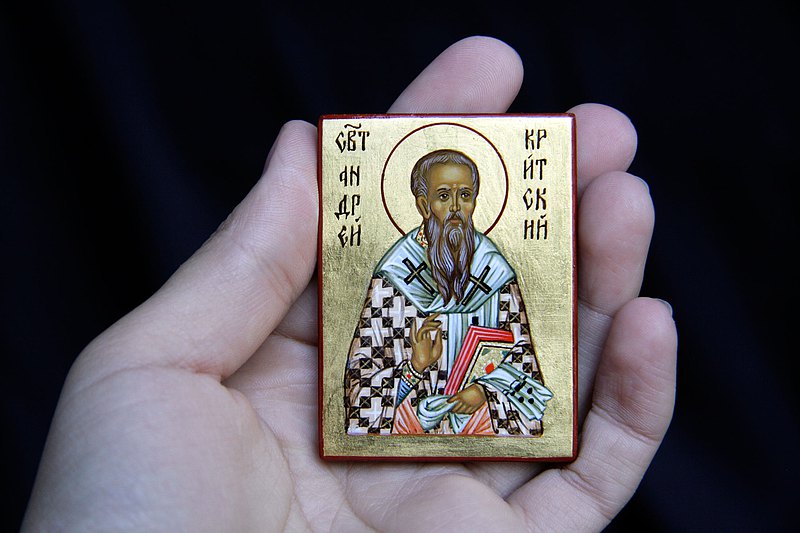 hand painted orthodox wood icon Saint Andrew of Crete archbishop of Gortyna  最新