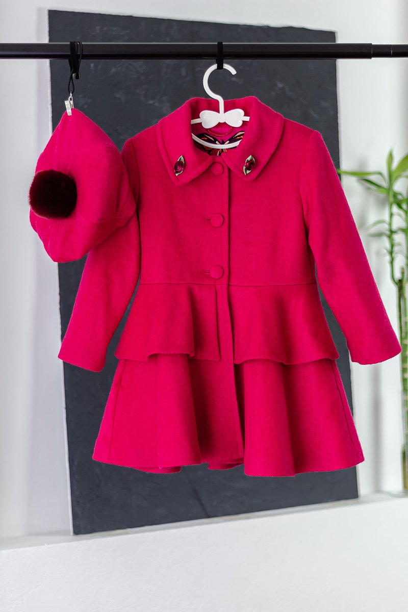 Toddlers Wool Coat,Coat witn Beret, Girls Couture Clothing, Size 4T  最新