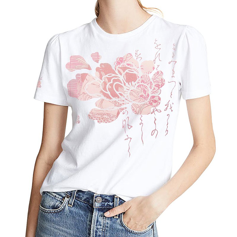 Japanese art T-shirt -  Flower Ukiyoe 100%Cotton Made in Japan  最新