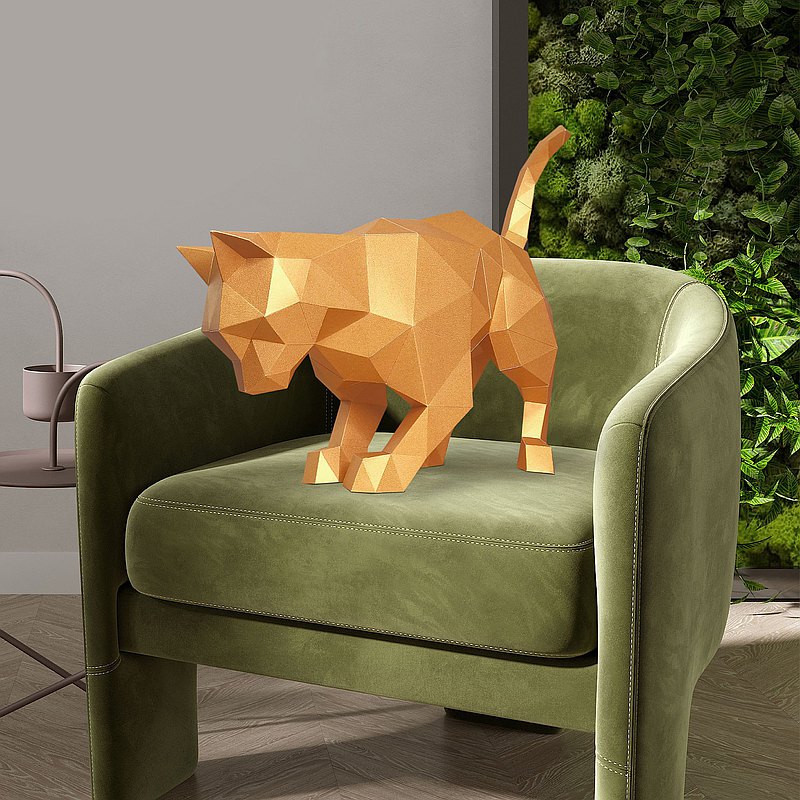 CAT papercraft pre cut kit | 3D ginger CAT paper sculpture | 3d puzzle  最新