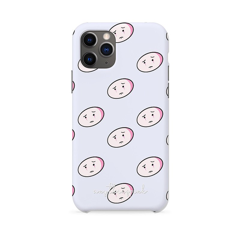 Pink Sad Face Blue Background iPhone Case and Samsung Premium Matt Case  最新