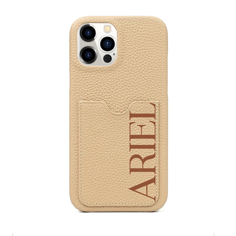 Personalized Butter Creme Cardslot Genuine Leather Phone Case  最新