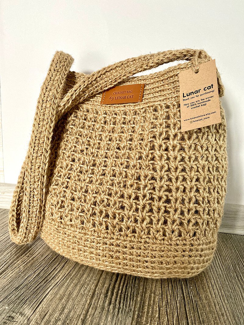 Crochet Jute Bag, Crochet Crossbody Bag, Crochet Shoulder Jute Bag, Reusable Bag  最新