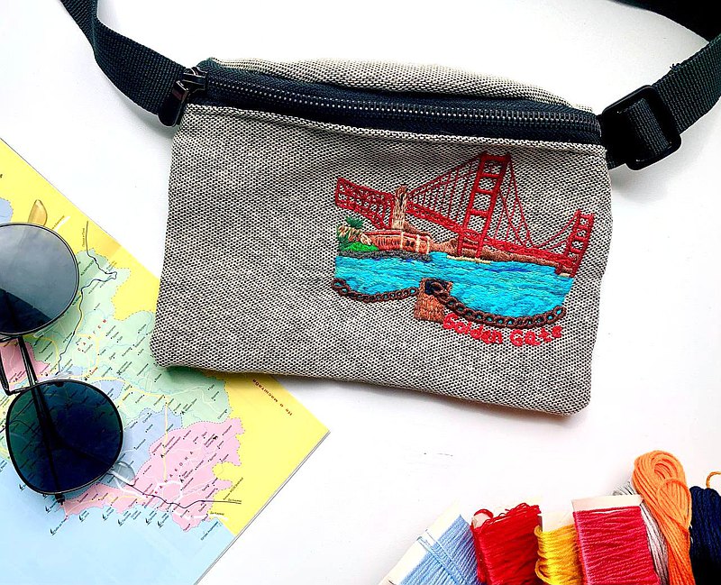 腰包  刺绣腰包 手工刺绣 Hand embroidered fanny pack Hip bag with embroidery Travel bag  最新